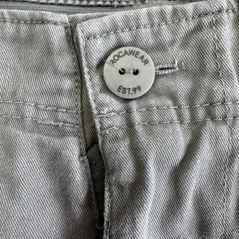 Rocawear‎ Classic Mens Gray Cotton Y2K Cargo Shorts Size 44 Elastic Waist